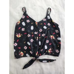 Her Universe x Studio Ghibli Spirited Away No Face Floral Tie Front Tank Top M